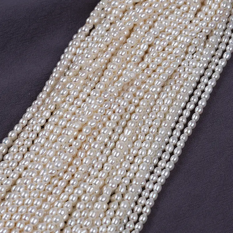 3.5-4mm B-AAAA wholesale good quality pearls natural freshwater white pearl high luster rice pearl beads