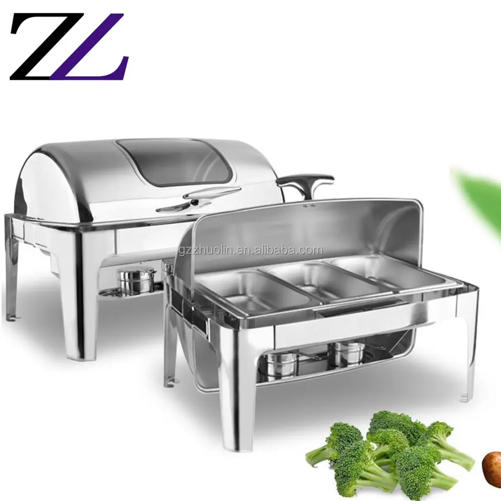 India hotel 9liters roll top industrial buffet restaurant equipment kitchen 1/3 pan food full set electric chafing dish burner