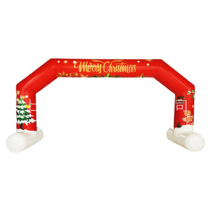 Arche de Noël gonflable personnalisée rouge avec motif d'arbre et de neige, réutilisable pour la décoration des fêtes - Product Image 3