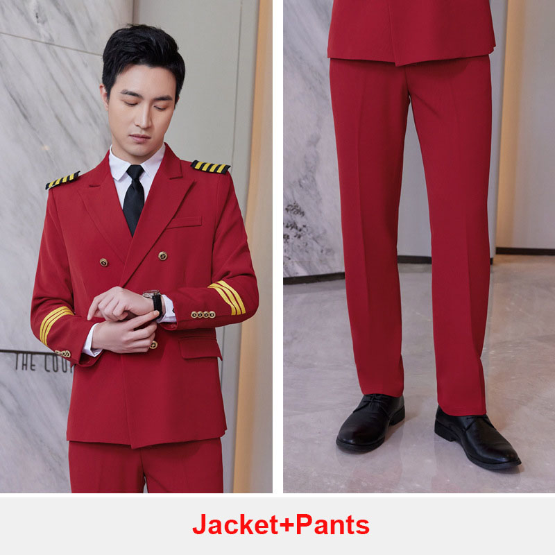 Dark Red flight attendant uniform work suits