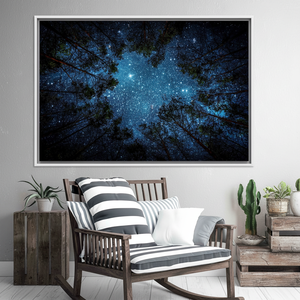 Starry Sky <b>Canvas</b> Art: 3D Night View Print, <b>Framed</b> Wall Decor,WHITE <b>FRAMED</b> <b>CANVAS</b> - Product Image 3