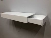 Étagère flottante en bois réglable sur mesure avec tiroir dissimulé et boîte à monnaie secrète, design sculpté pour salle de bain/salon - Style moderne