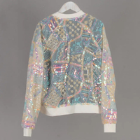 Veste bomber en maille transparente à paillettes personnalisée pour femmes