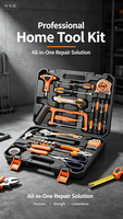 Ensemble complet d'outils de quincaillerie pour la maison avec boîte à outils de rangement, kit d'outils à main en cadeau, outils de réparation générale tout-en-un