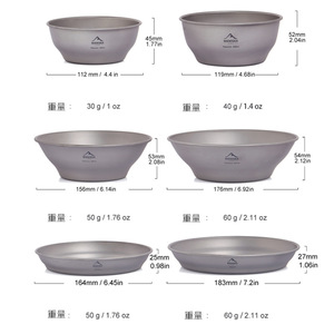 Ensemble de bols et d'assiettes de camping en titane Widesea, légers et portables, vaisselle de plein air pour la randonnée et le trekking - Product Image 4