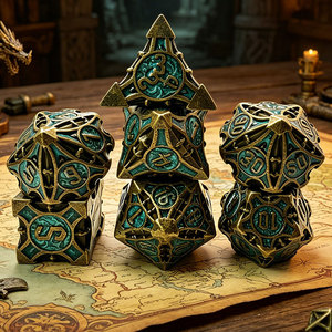 Vintage Style Gold Plated DND <b>Dice</b> Set Antique Brass Finish Polyhedral <b>Dice</b> For Dungeons and Dragons Gamers Wholesale - Product Image 2