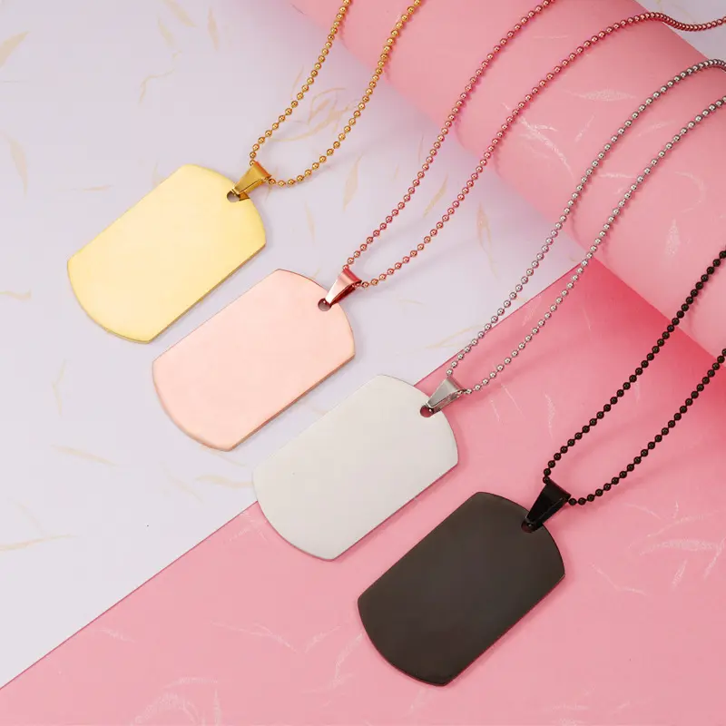 JY Wholesale stainless steel jewelry nice fashion men's hip hop necklaces army dog tags can be engraved gifts necklace
