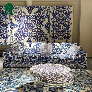 चांदनी पार्क में आराम करते हैं, ग्रीनट्री राउंड इतालवी लक्जरी तटस्थ आधुनिक प्रेम सीट सोफे हरे फूल विला होटल - Product Image 6