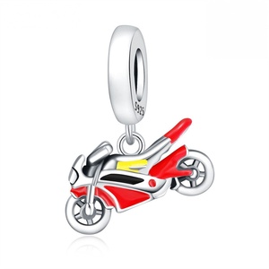 925 argent Sterling Zircon coeur forme sport combinaison <span class=keywords><strong>basket</strong></span>-ball vélo <span class=keywords><strong>moto</strong></span> pendentif bracelet à bricoler soi-même collier - Product Image 4