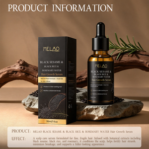 Suero para el Crecimiento del Cabello con Aceite de Sésamo Negro Natural y Romero, 30 ml, Aceite para el Cuero Cabelludo con Biotina para un Cabello con Apariencia Más Gruesa y Abundante - Product Image 6