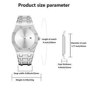 Montre Homme Style Affaires Mouvement Quartz Étanche 30M Bracelet en Alliage Boîtier Octogonal 45mm Aiguille Tendance Noir Personnalité Cool - Product Image 5