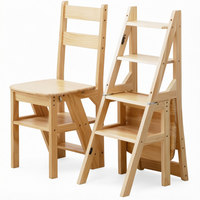 Tabouret escabeau pliant en bambou, convertible en chaise d'appoint pour enfants, repose-pieds multifonctionnel, design moderne et épuré