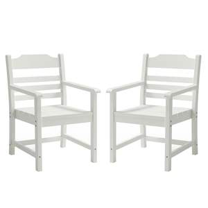 DB Pure <b>White</b> Patio <b>Dining</b> <b>Chair</b> with Armset Set of 2 Imitation Wood Grain Texture Wexture Made of HIPs Material - Product Image 1