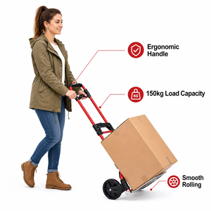 <b>Foldable</b> 2 Wheel Steel Platform Hand Cart <b>Trolley</b> Heavy Duty Shopping Delivery Outdoor OEM Custom - Product Image 5