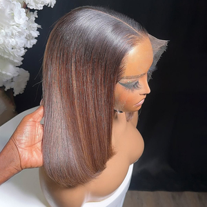 Perruque Courte Bob en Dentelle HD Vente en Gros, Cheveux Humains Vierges 100%, Couleur Bourgogne, Frontale en Dentelle HD, Cheveux Indiens Naturels Bruts - Product Image 3