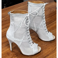 LUOQIAO S029 2026 Nouvelles Chaussures de Danse Latine Professionnelles Bottes Montantes Jazz à Talon de 10 cm Semelle Souple en Daim/Vrai Cuir Pailleté