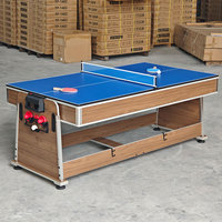 Table de jeu multifonctionnelle 4-en-1 style américain, gain de place, 7 pieds, avec billard, hockey sur air, tennis de table et plateau de salle à manger, revêtement en feutre, pour usage domestique