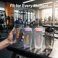 Nouvelle bouteille de shaker protéiné 750 ml sans BPA, anti-fuite, pour la salle de sport, le sport, avec grille de mélange pour les entraînements de fitness