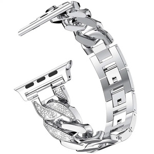 <span class=keywords><strong>Bracelet</strong></span> de luxe en acier inoxydable doré pour femme avec diamants scintillants pour <span class=keywords><strong>Apple</strong></span> <span class=keywords><strong>Watch</strong></span>, chaîne en acier style cowboy - Product Image 2