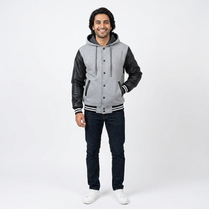 Fabricant ODM – Blouson universitaire personnalisé pour homme avec broderie, manches en cuir, style baseball, bomber, ou Letterman - Product Image 1