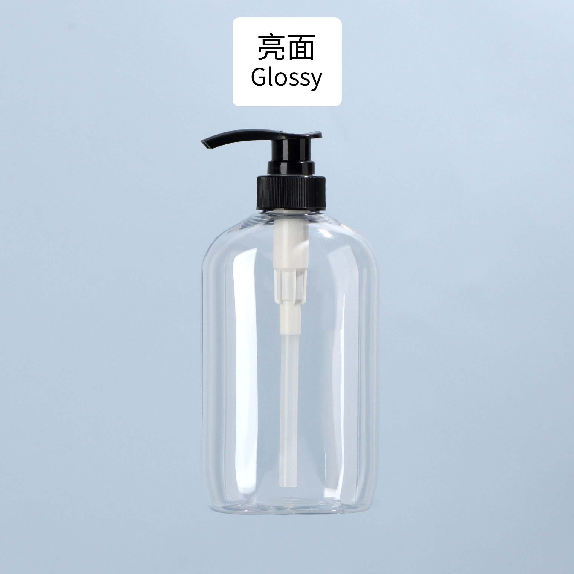 Flacon transparent OH pompe noire