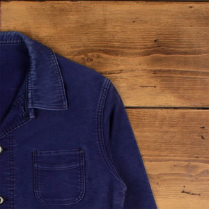 Vintage French Work Wear Jacket Men's Blue <strong>Moleskin</strong> Chore - Product Image 5