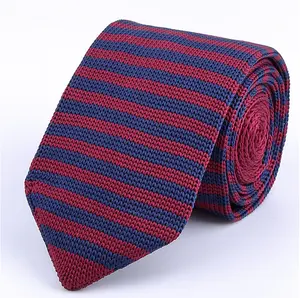Manufacturer Direct Red Dot Stripe Necktie Fashion Ties horizontal stripes knitted tie
