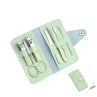 Ensemble de soins manucure-pédicure de luxe 7-en-1 JM, best-seller, coupe-ongles, lime à ongles, ciseaux en acier carbone avec étui en PU