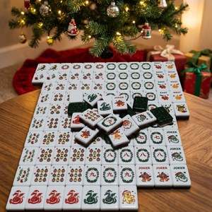Tuiles de Mahjong Américaines Modernes à Thème Familial de Noël, Première Édition, en Acrylique Écologique, Photos Réelles, En Stock, Prêtes à l'Expédition - Product Image 1