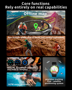 Montre connectée GPS avec grand écran AMOLED de 1,43 pouce, batterie de 400 mAh, tracker d'activité multisports, boussole, bracelet en silicone IP68 - Product Image 2