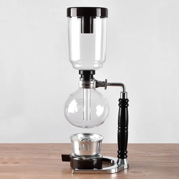 Taşınabilir cam paslanmaz çelik espresso fincanı damla vakum sifon kahve makinesi makinesi