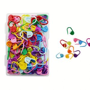 100 Piezas de Hebillas de Aluminio y Plástico Coloridas en Caja Plana, Simples, Portátiles, Pequeñas, para Manualidades, Tejido de Suéteres - Product Image 1