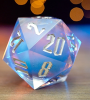 Set Dadu DND 7 Buah dari Plastik Transparan dan Paduan Seng, Dadu Polihedral untuk RPG Dungeons & Dragons, Kotak Timah/Kayu
