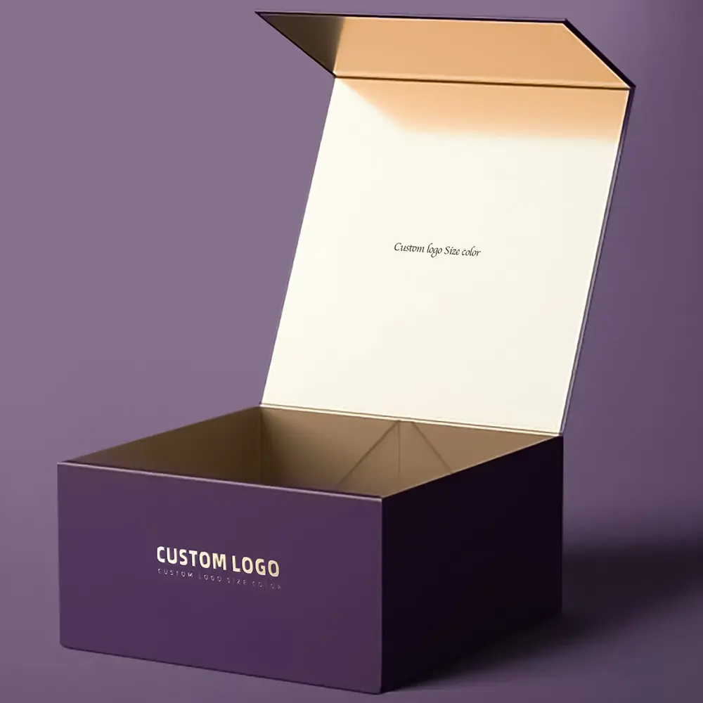 Boîte cadeau magnétique personnalisée en papier carton de haute qualité avec emballage noir de luxe pliable