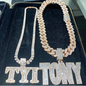 925 Sterling Silver Iced Hip Hop Đồ Trang Sức VVS Moissanite Kim Cương Tùy Chỉnh Thiết Kế Vòng Cổ Mặt Dây Chuyền Thư/Số/Tên/Logo Trẻ Em - Product Image 6