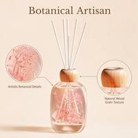 Coffrets de diffuseurs à bâtonnets populaires, parfum d'ambiance d'aromathérapie aux fleurs séchées, désodorisant 120 ml, parfum aux huiles essentielles avec couvercle en bois