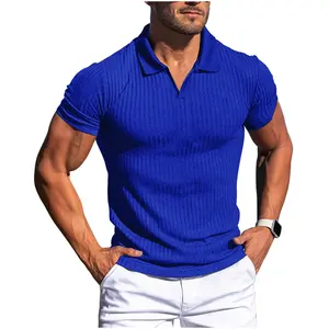 高品质弹力修身可定制标志男式高尔夫衬衫格子马球衫