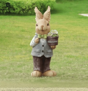 Sculpture personnalisée en fibre de verre du personnage Peter Rabbit, grande statue de <span class=keywords><strong>lapin</strong></span> de dessin animé pour la décoration des jardins d'enfants et des centres commerciaux - Product Image 3