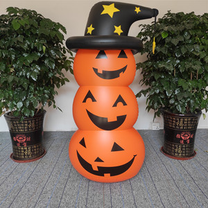 Halloween Pumpkin Tumbler 140Cm Inflatable Outdoor Yard Decoration With Witch Hat For Party Decor - Product Image 1