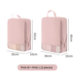 New Polyester Memory Cloth Compressible Waterproof Travel Storage Bag 2-Piece Set <b>Suitcase</b> Clothing Organizer Zipper Closure - Product Image 6