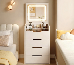 <span class=keywords><strong>Coiffeuse</strong></span> à rabat OEM/ODM WenFeng - Bois massif certifié E1, miroir LED, <span class=keywords><strong>tabouret</strong></span> rembourré pour appartement/homestay de charme - Product Image 3