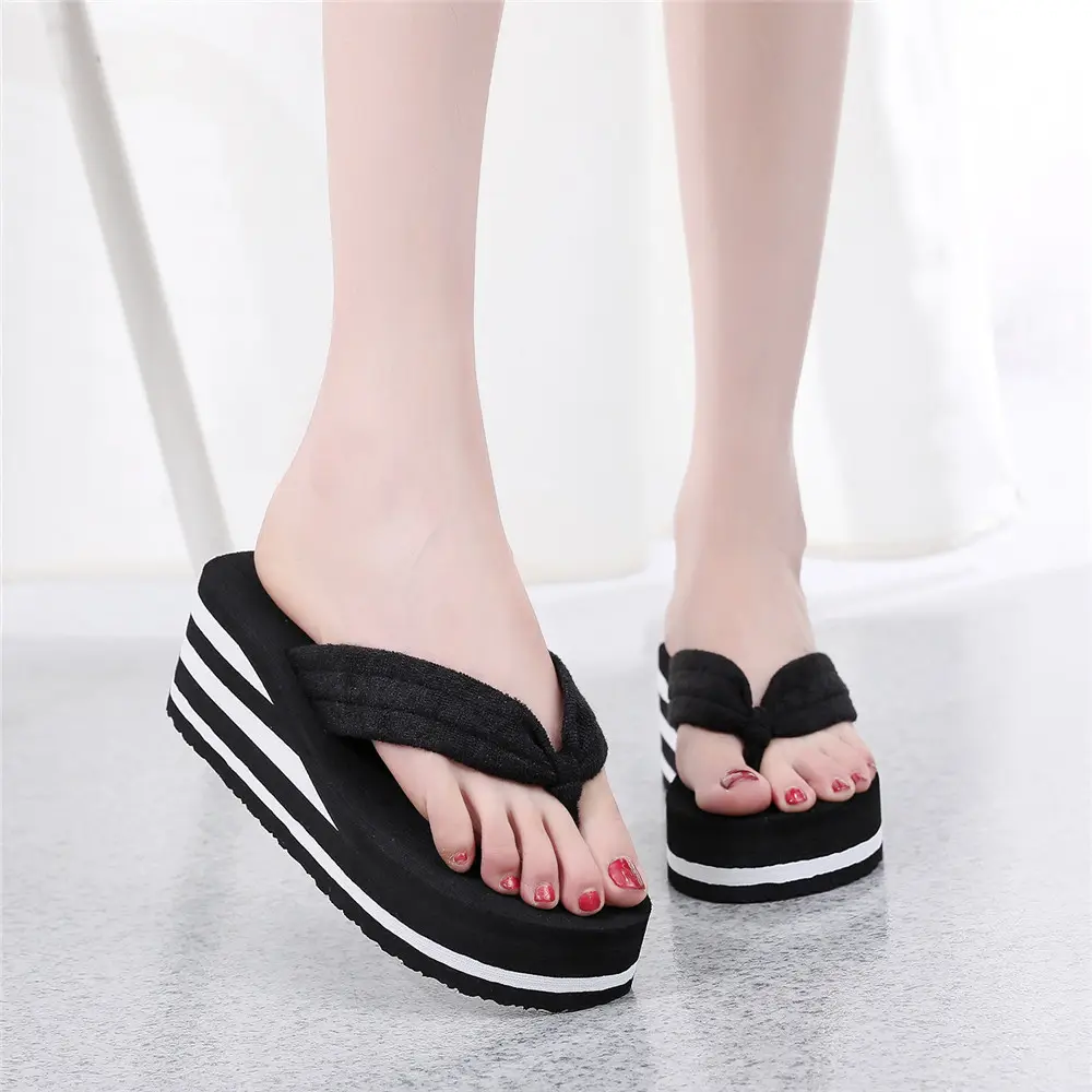 Parel Dikke Zolen Sleehakken Buiten Dragen Zachte Anti-Slip Unisex Slippers En Sandalen Voor Vrouwen