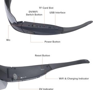Wifi máy ảnh Kính mát thể thao HD 1080p Video ghi âm kính DVR Eyewear với UV400 ống kính cho thể thao ngoài trời - Product Image 2