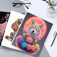 Cahier d'art diamanté à motif de loup extra large-Kit de peinture à points 5D, cadeau d'artisanat pour adultes