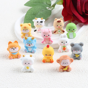 Grosir Figur <span class=keywords><strong>Resin</strong></span> 3D Lukis Tangan Mini Kartun 12 Zodiak Hewan Kawaii Miniatur Akuarium Hiasan Kue Halloween - Product Image 1