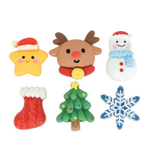 CHENXI 100 pièces Breloques en résine à dos plat Kawaii de Noël, Accessoires en résine pour coques de téléphone DIY à thème dessin animé - Product Image 1