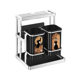 <b>Kitchen</b> Countertop Drainer With Tray Square White And Black L Size Mildew Proof Tableware <b>Storage</b> Rack - Product Image 3