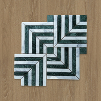 Centurymosaic Mosaïque Carrée en Marbre Blanc et Vert Carrara, Motif Labyrinthe, Pierre Naturelle pour Murs et Sols de Salle de Bain et Cuisine