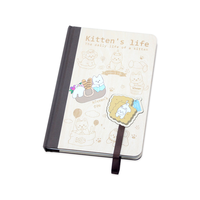 Cuaderno de tapa dura de gato de dibujos animados ecológico con marcapáginas único para el diario y el uso diario