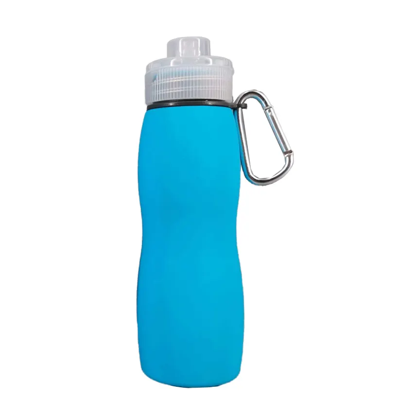 Umwelt freundliche BPA-freie Silikon wasser flaschen, zusammen klappbare tragbare Outdoor-Quetsch flasche mit individuellem Logo für Sport, Reisen